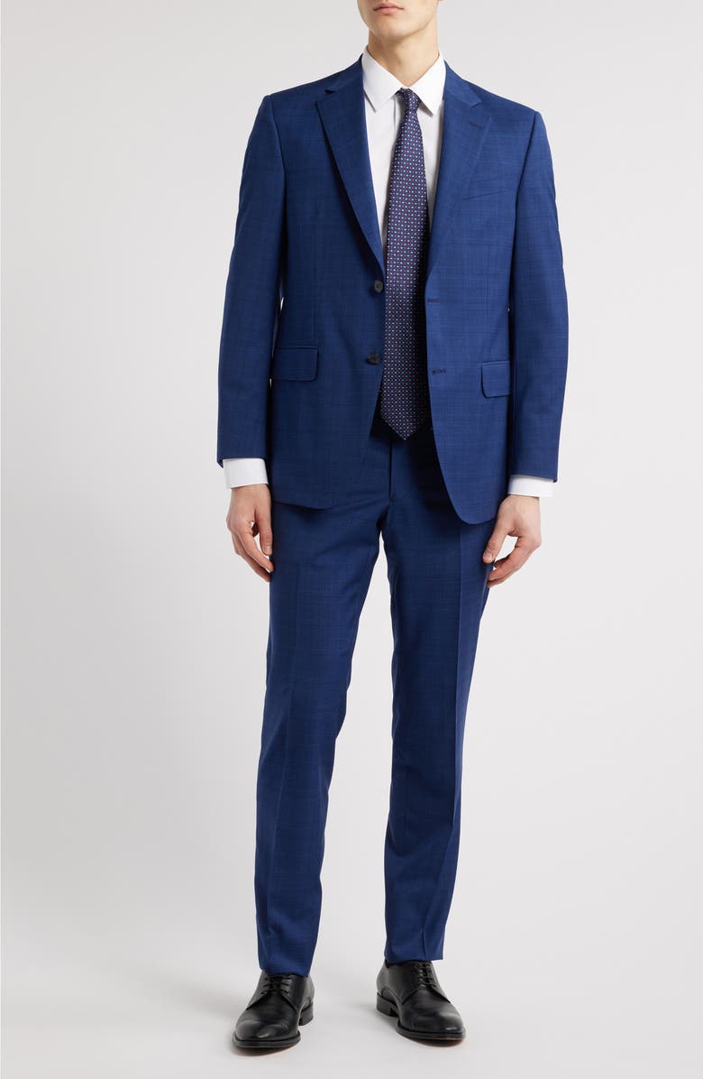 Peter Millar Flynn Classic Fit Blue Glen Plaid Wool Suit, Main, color,