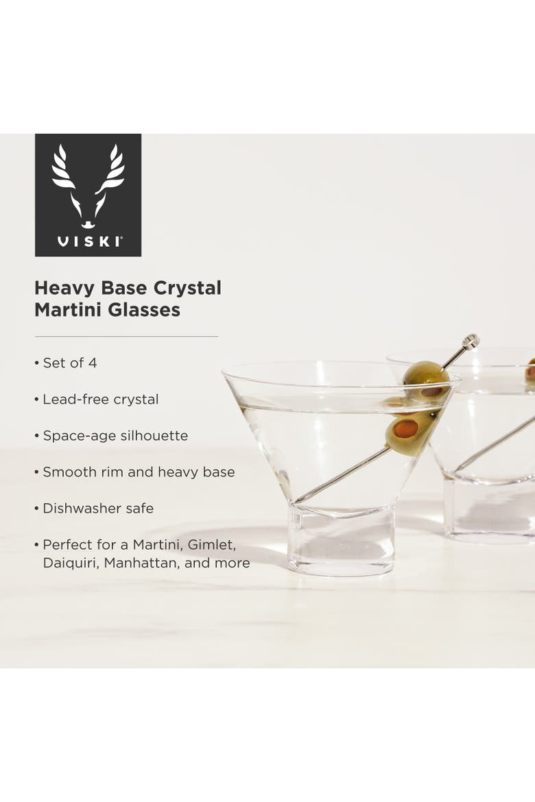 Raye Crystal Heavy Base Martini Glasses Set of 4, Alternate, color, Clear