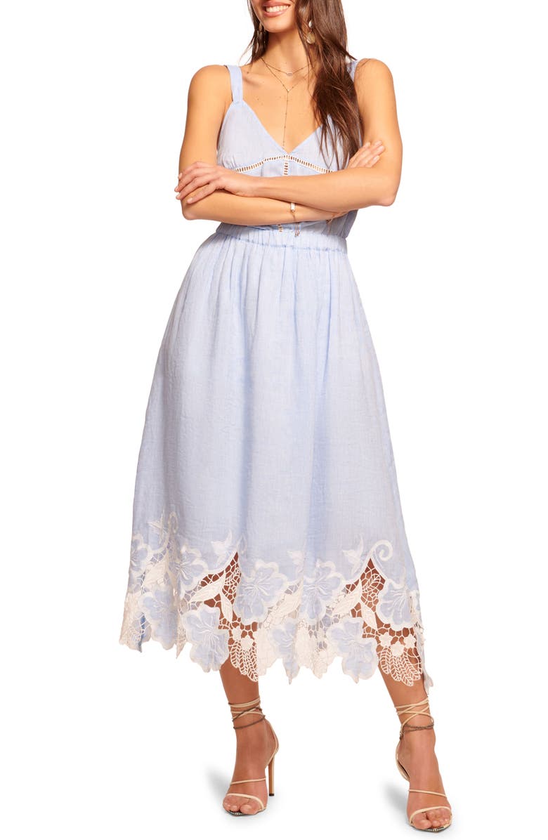 Ramy Brook Aubriella Lace Hem Linen Midi Sundress | Nordstromrack