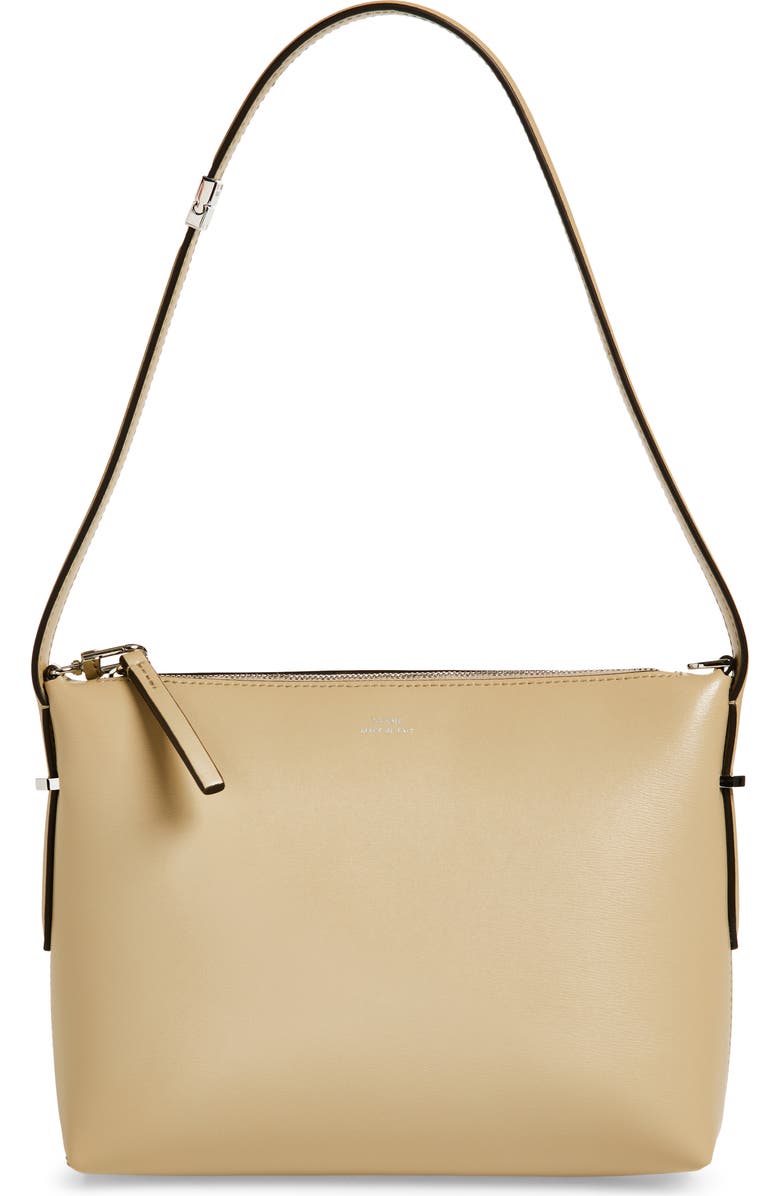 TOTEME Scoop Leather Clutch, Main, color, Fawn