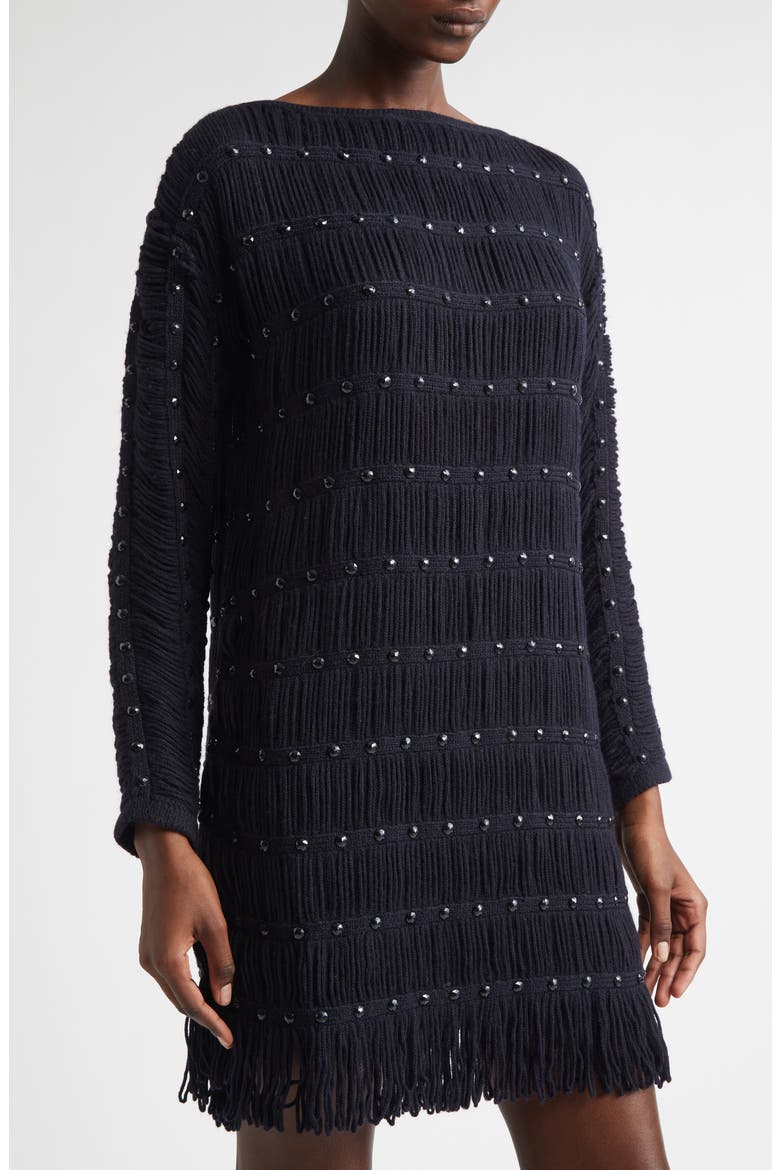 Notte Long Sleeve Merino Wool Blend Mini Sweater Dress, Alternate, color, MIDNIGHT