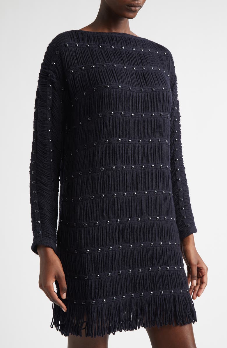 Diotima Notte Long Sleeve Merino Wool Blend Mini Sweater Dress, Alternate, color, Midnight