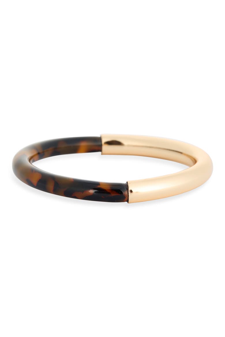 Resin & Metal Bangle Bracelet, Main, color, TORTOISE- GOLD