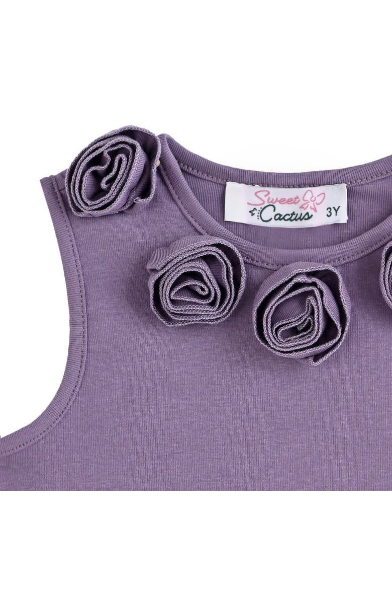 Rosette Top and Lace-Trim Shorts Set, Alternate, color, Purple