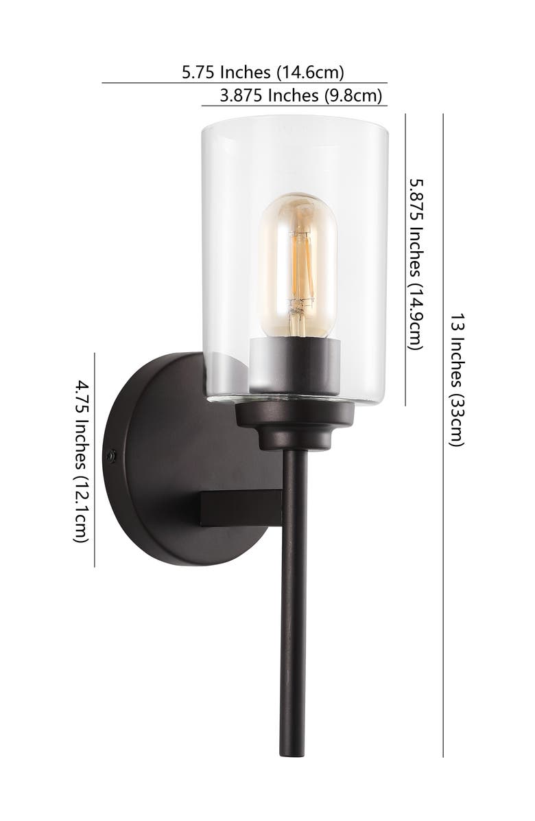 JONATHAN Y Juno 1-Light Farmhouse Industrial Iron Cylinder LED Sconce, Alternate, color, Oil Rubbed Bronze