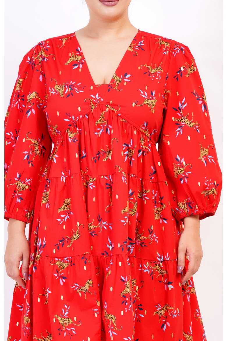 Zariah Empire Waist Mini Dress, Alternate, color, Red with floral pattern