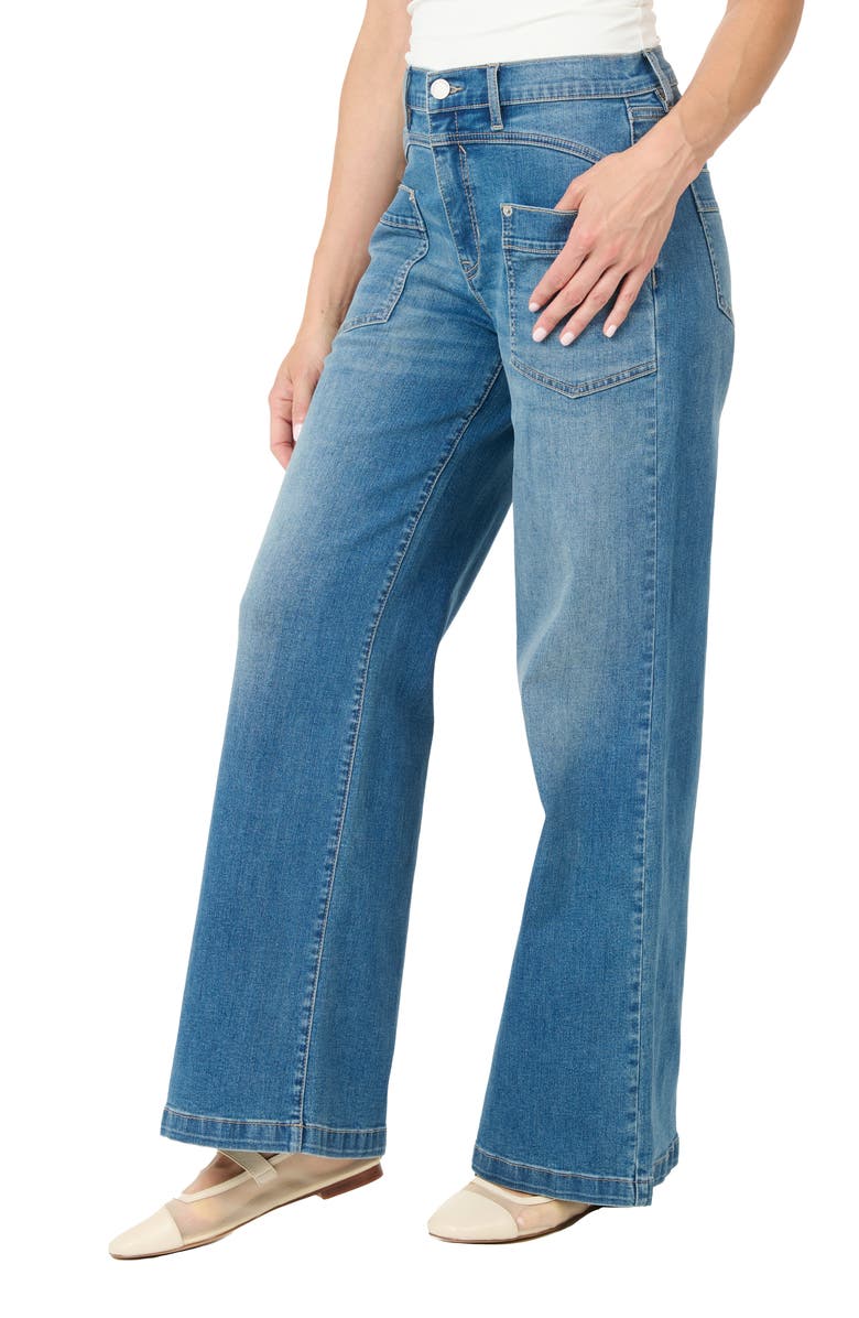 Nicole Miller High Rise Wide Leg Jeans, Alternate, color, Med Blue