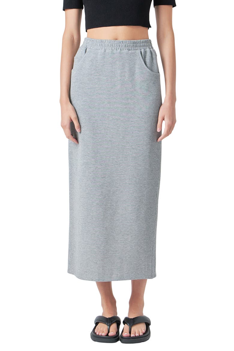 French Terry Maxi Skirt, Main, color, HEATHER GREY