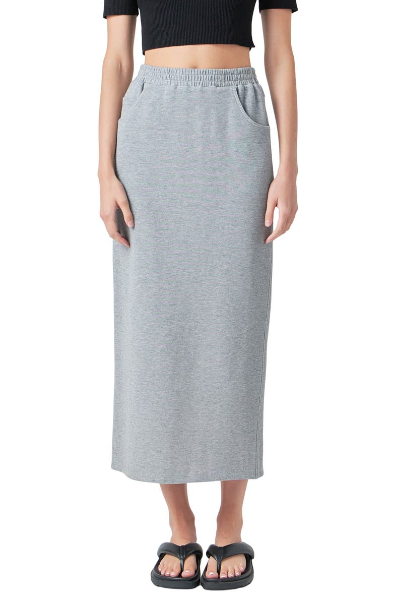 Grey Lab French Terry Maxi Skirt, Main, color, Heather Grey