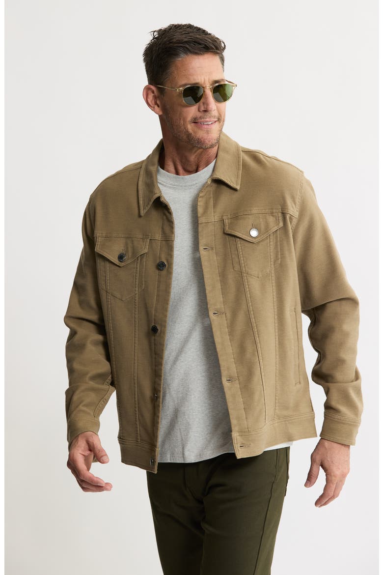 Stretch Cotton Trucker Jacket, Alternate, color, KHAKI