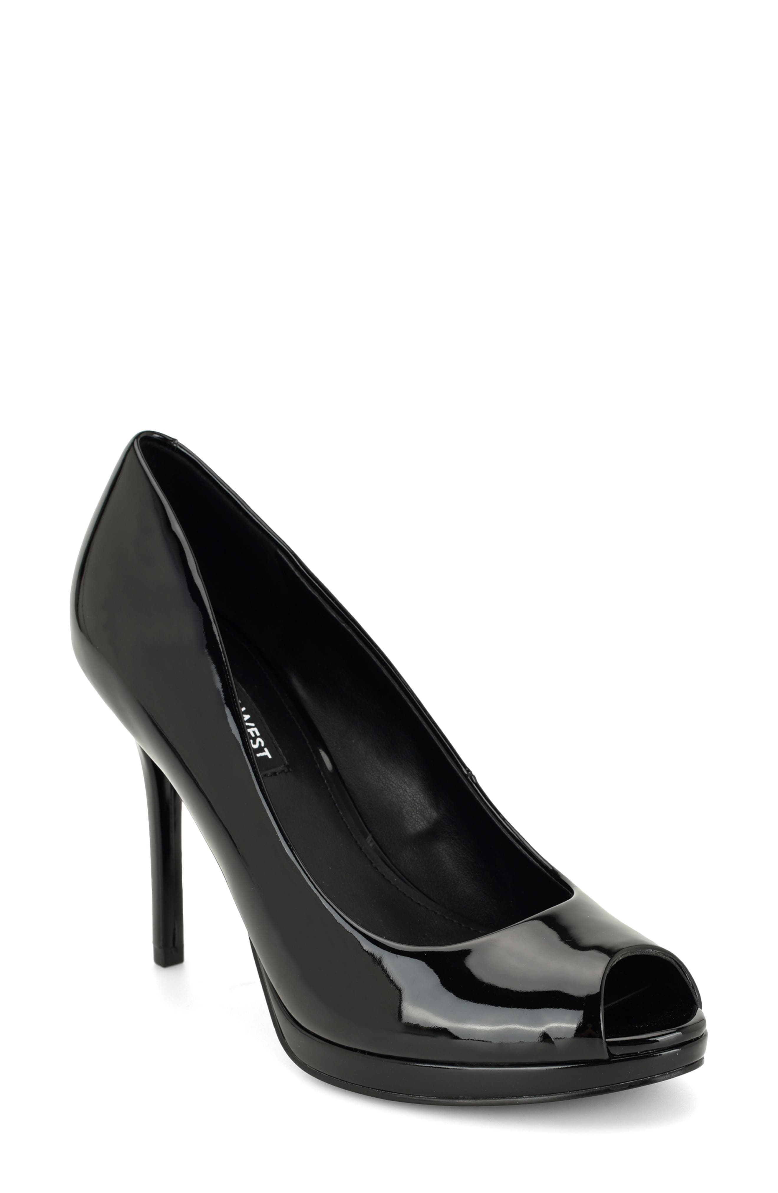 Tyrah Faux Leather Peep Toe Pump, Main, color, BLACK