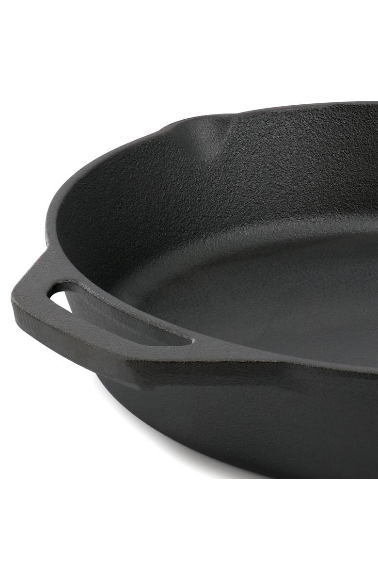Megachef 12 Inch Pre-Seasoned Cast Iron Skillet with Tempered Glass Lid, Alternate, color, Black