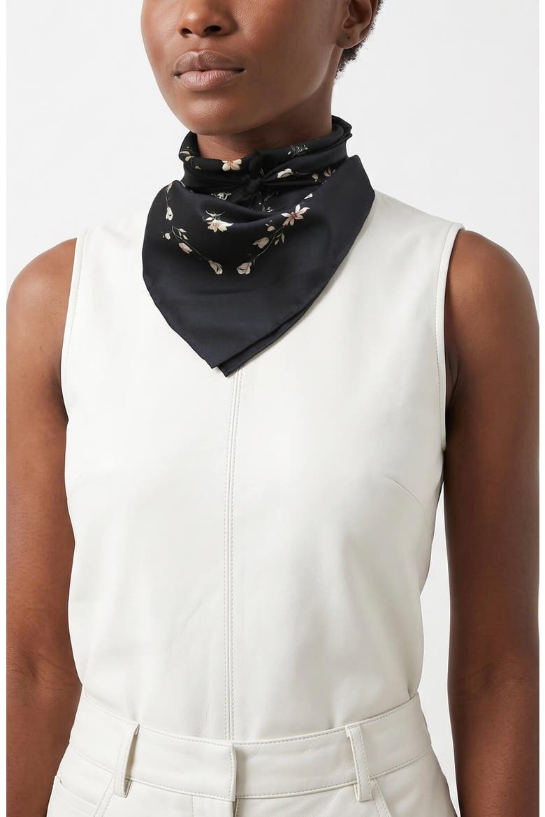 Starlit Bloom Double Sided Silk Scarf, Alternate, color, Black