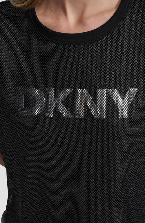 Dkny Mesh Overlay Logo Top In Black