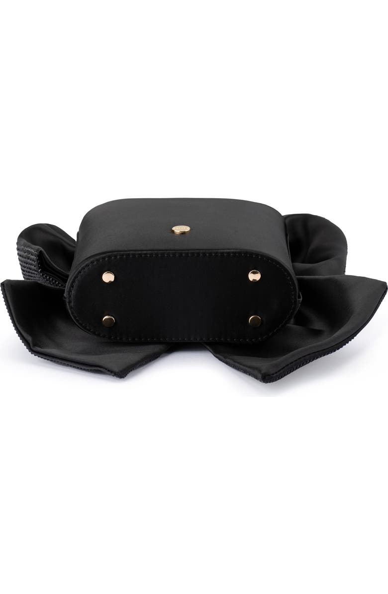 Olga Berg Drew Crystal Bow Top Handle Bag, Alternate, color, Black