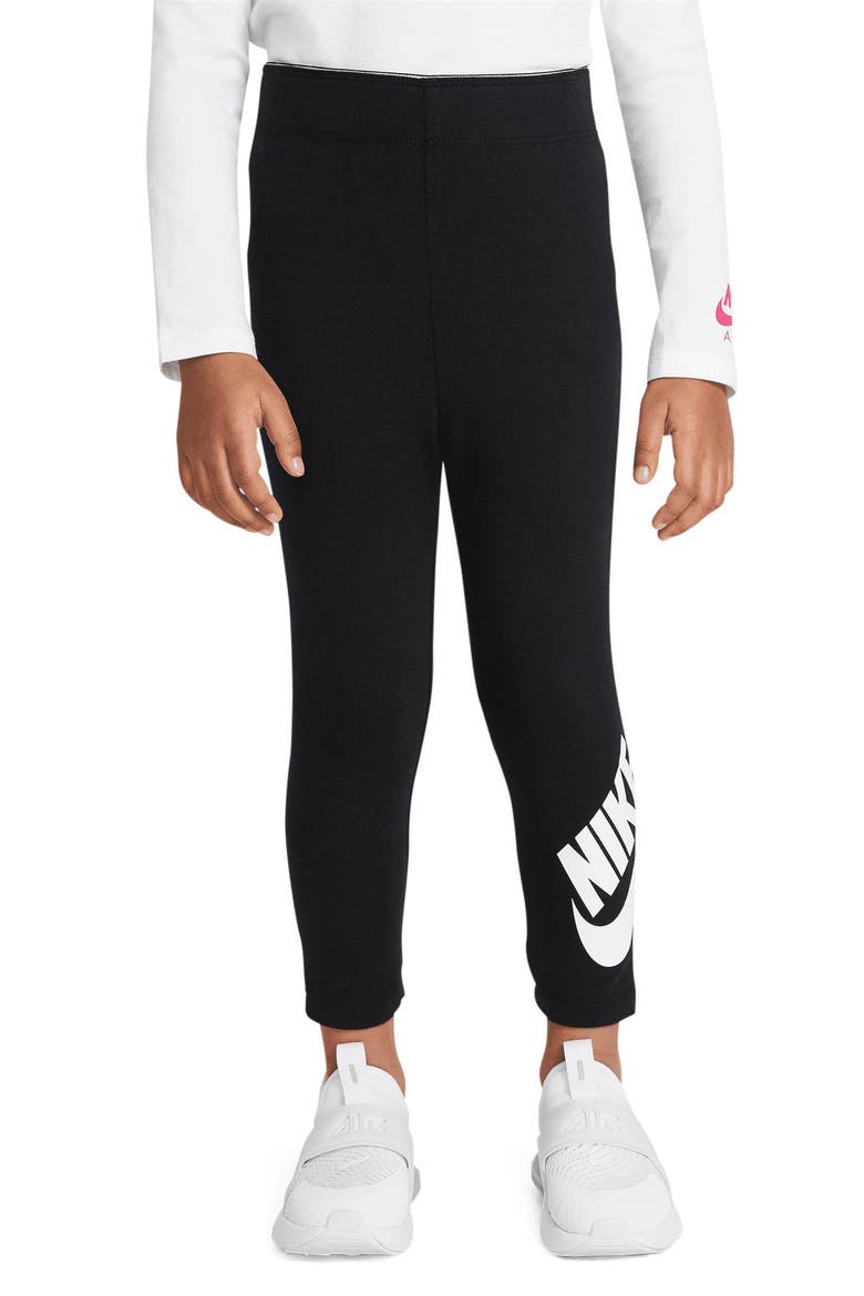 Kids' Swoosh Logo Leggings, Alternate, color, BLACK