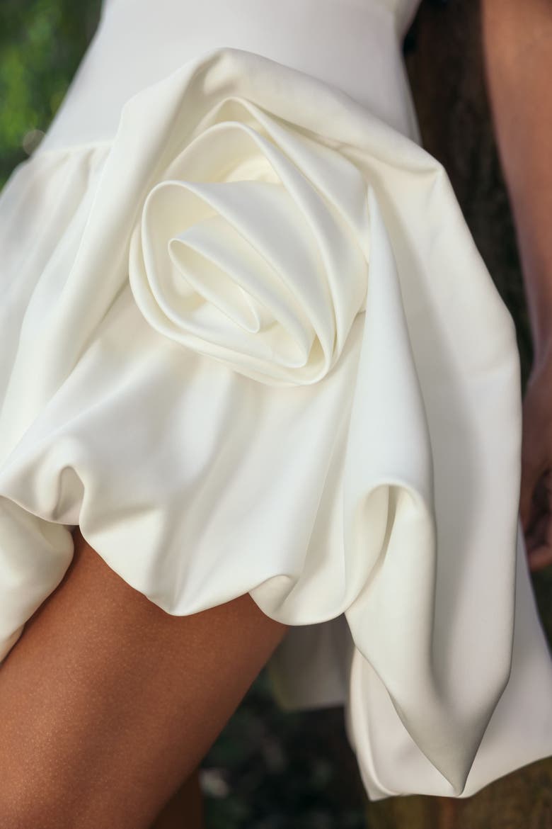 Sleeveless Satin Bubble Hem Mini Dress, Alternate, color, Ivory
