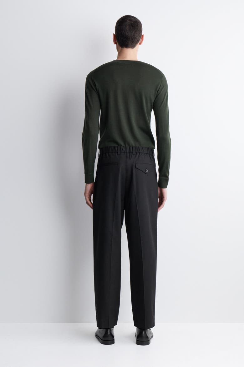 Pleated Relaxed-Fit Tapered Pants, Alternate, color, CHARCOAL