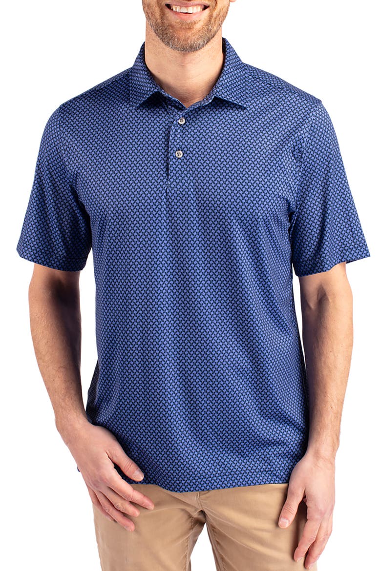 Geo Pattern Performance Polo, Main, color, NAVY BLUE