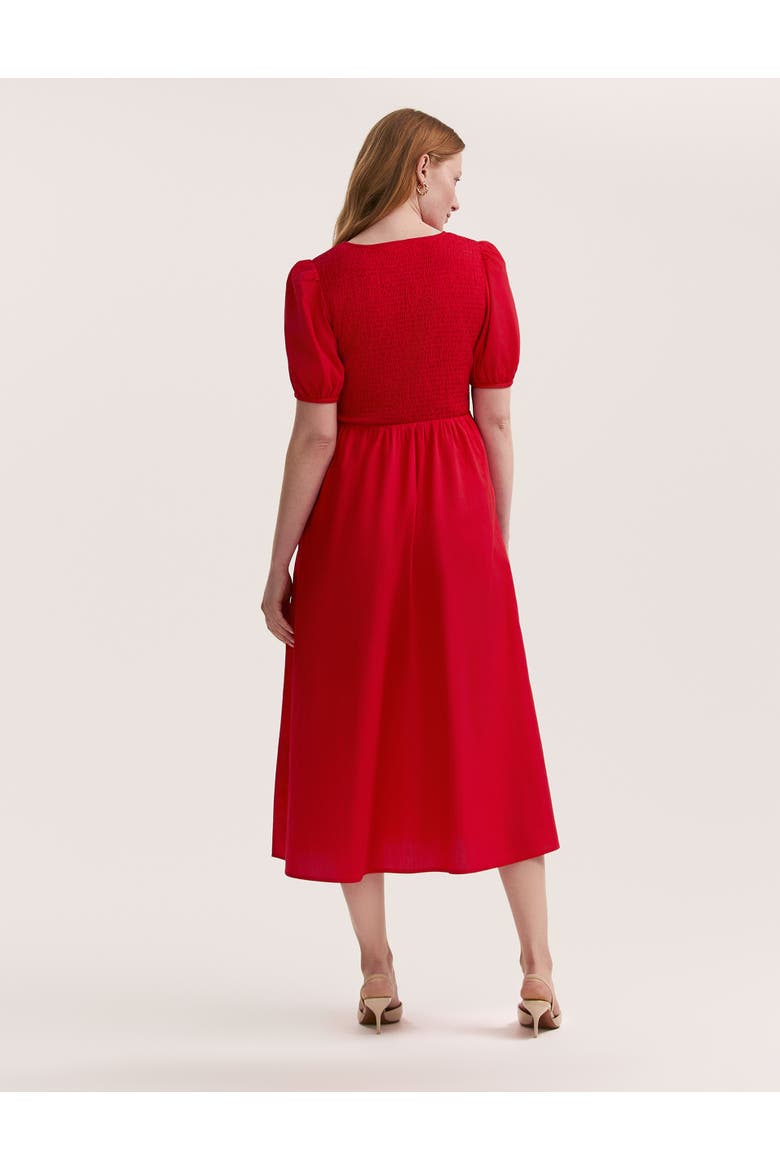 Jamilla Short Sleeve Cotton Midi Dress, Alternate, color, Red