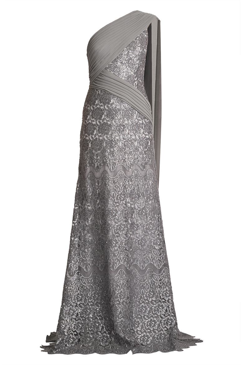Sequin Cape Gown, Alternate, color, MIST