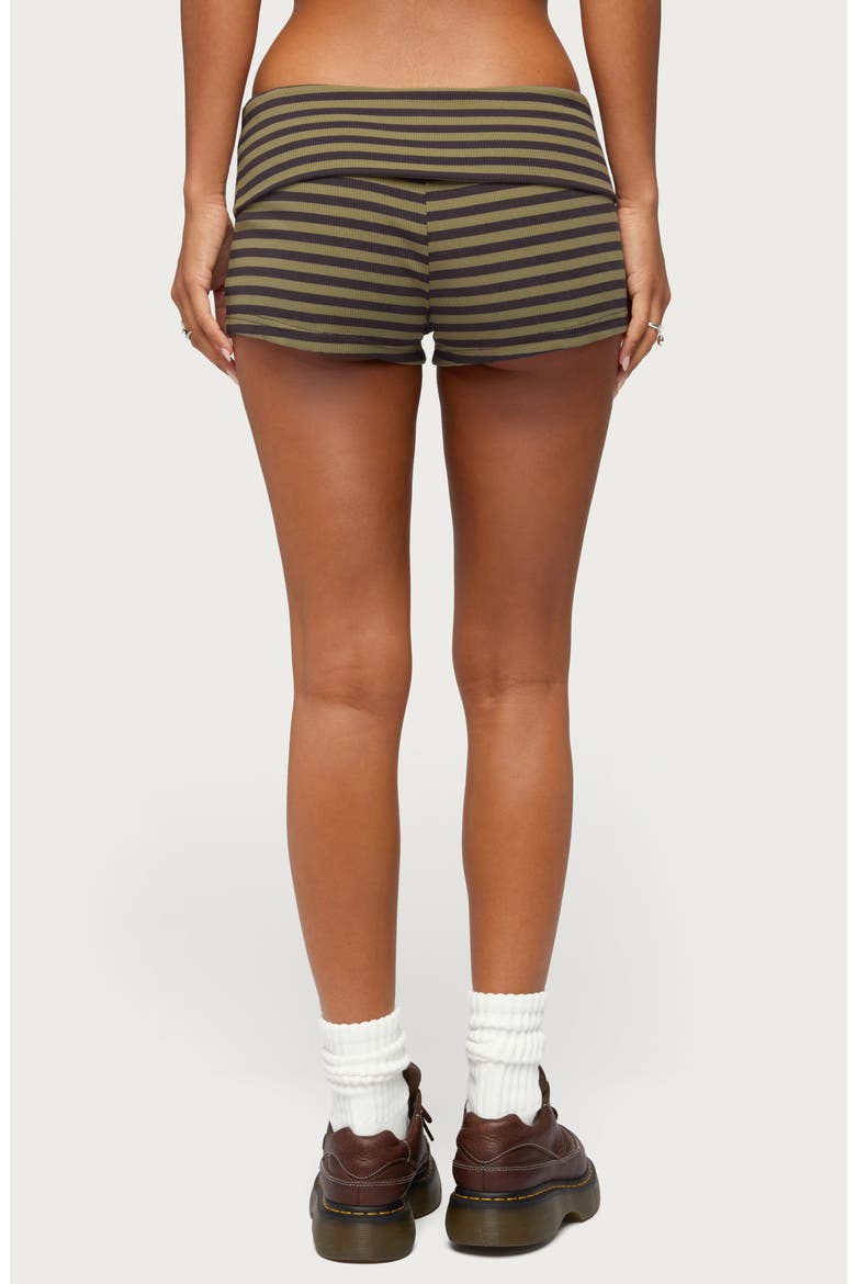 Jody Striped Foldover Micro Shorts, Alternate, color, GRAY-AND-OLIVE