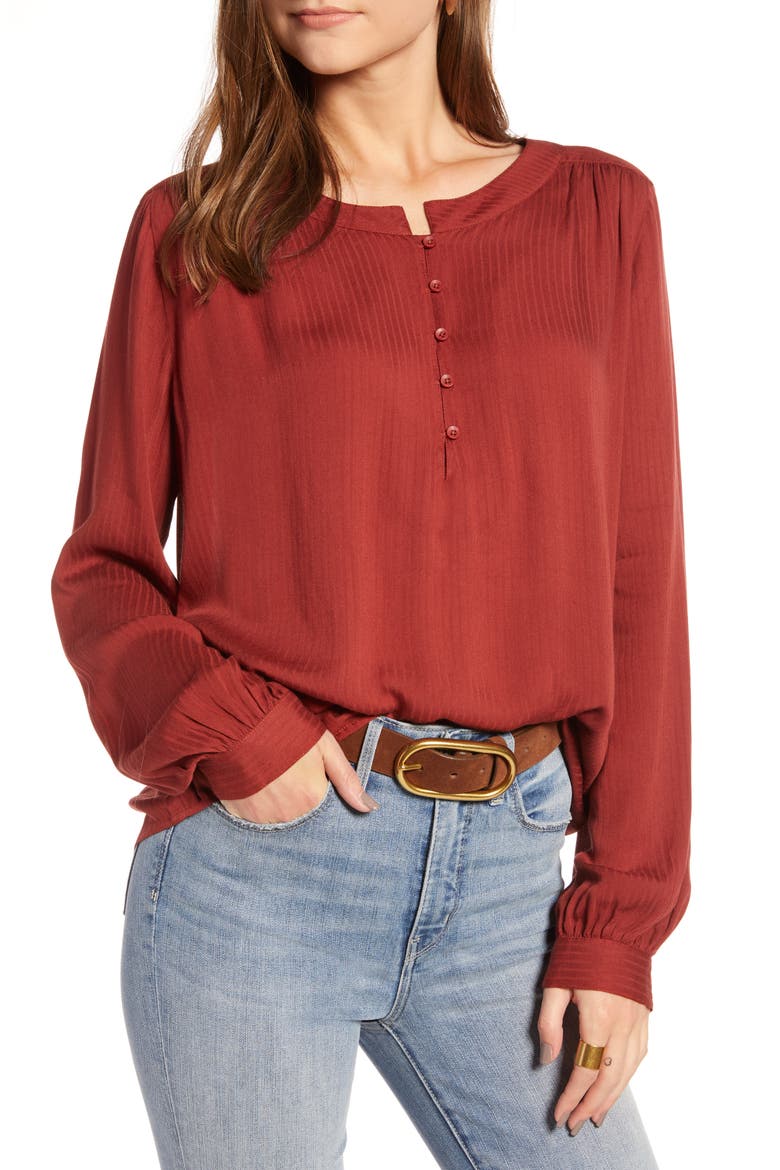 Tonal Stripe Blouse, Main, color, BURGUNDY RUSSET