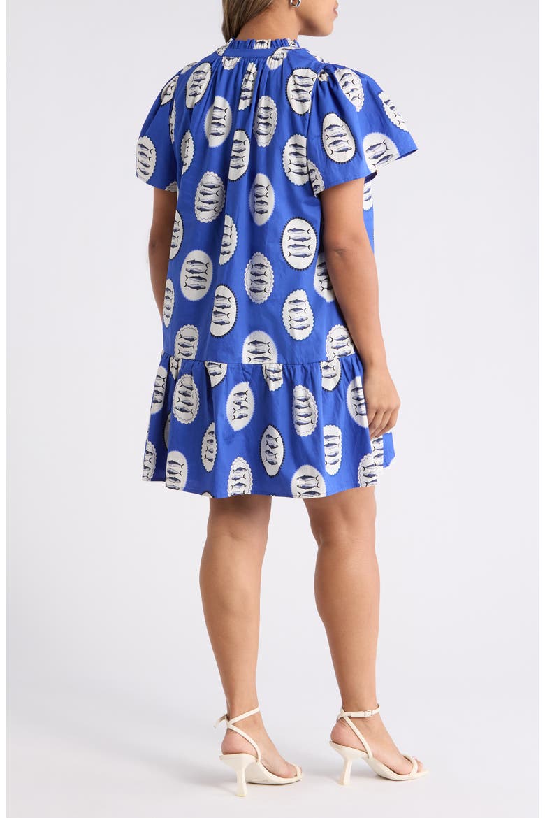 Sardine Sea Azari Cotton Shift Minidress, Alternate, color, NAVY-CREAM-BLACK