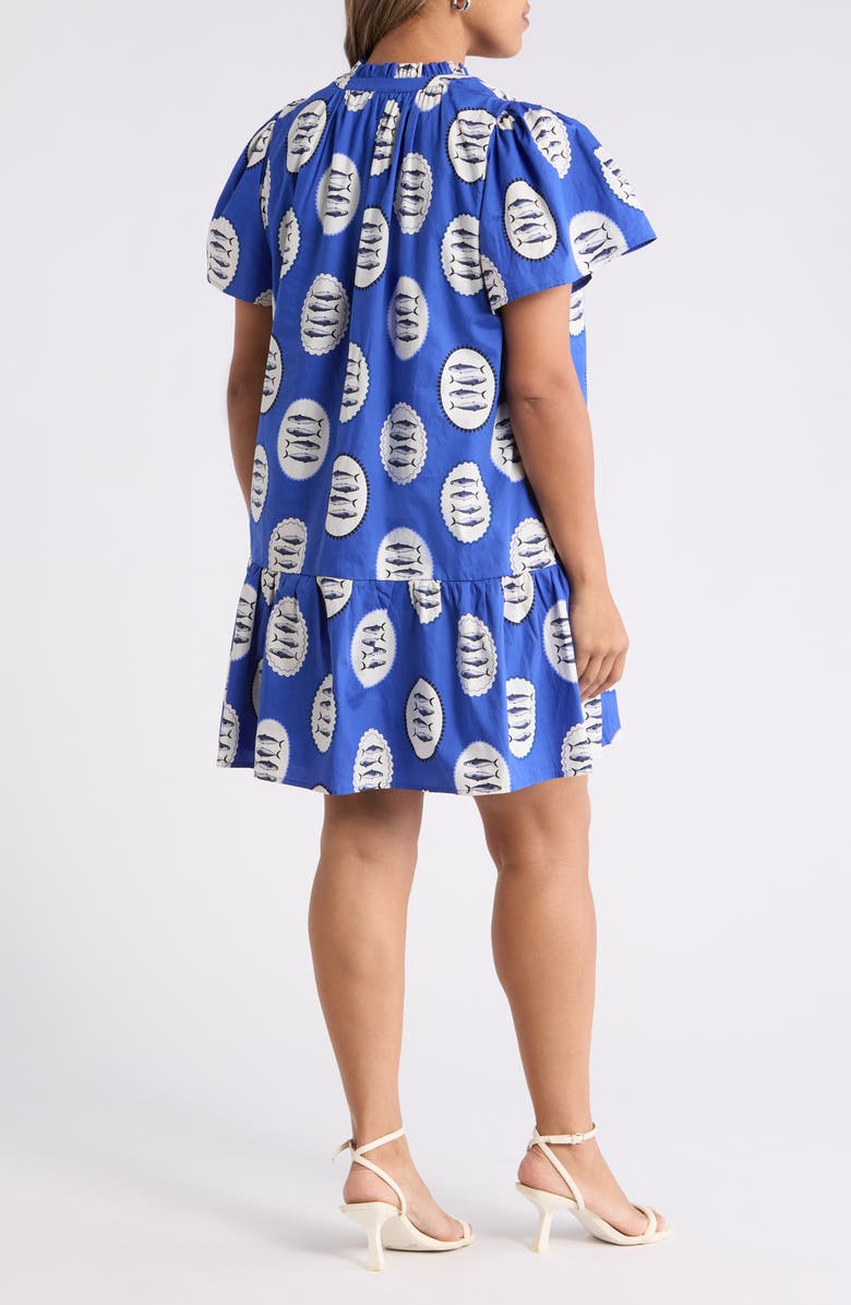 SUGARLIPS Sardine Sea Azari Cotton Shift Minidress, Alternate, color, Navy-Cream-Black