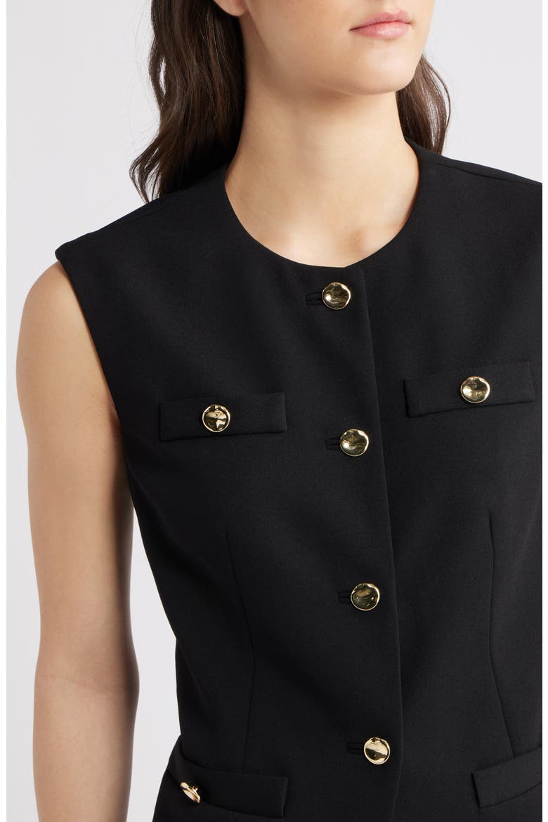 Longline Crepe Vest, Alternate, color, ANNE BLACK