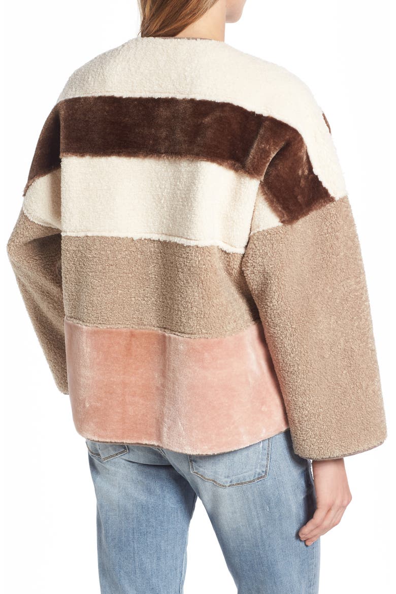 Faux Shearling & Faux Fur Colorblock Jacket, Alternate, color, MULTI