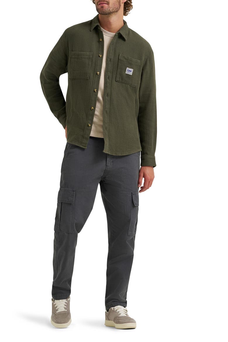 Cotton Button-Up Overshirt, Alternate, color, OAK MOSS