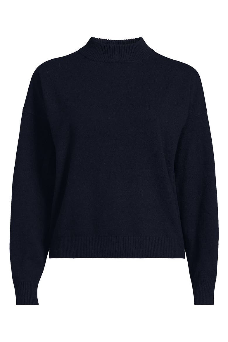 CashTouch Drop Shoulder Mock Neck Sweater, Alternate, color, Navy Heather