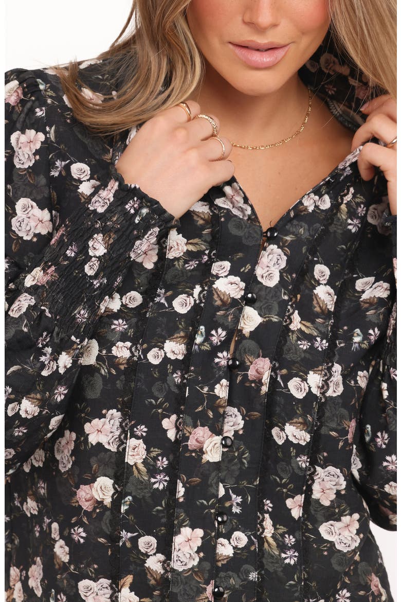 Parsons Floral Lace Trim Button-Up Shirt, Alternate, color, DARK FLORAL