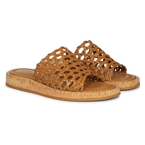 Cloud Woven Leather Cork Slide Sandal