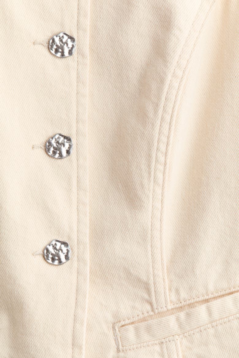Hammered-button Twill Waistcoat, Alternate, color, Cream