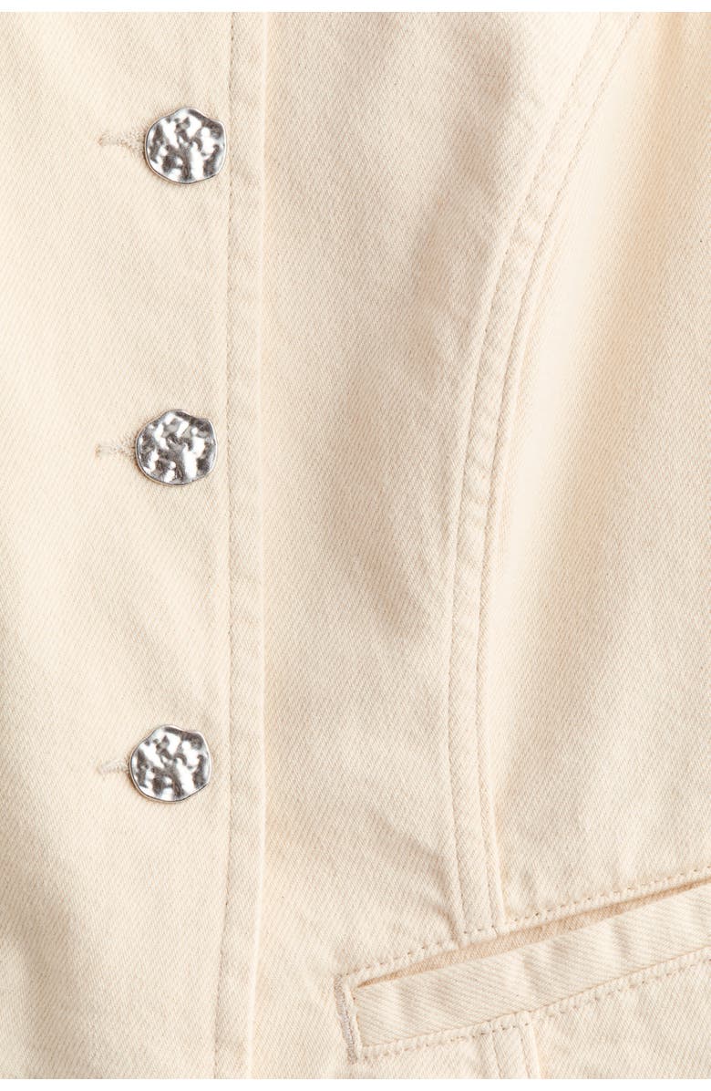 H&M Hammered-button Twill Waistcoat, Alternate, color, Cream