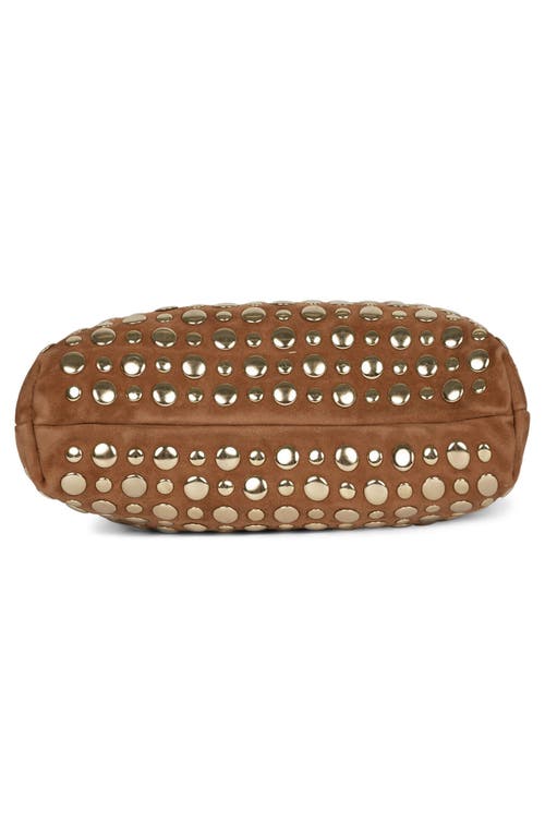 Jeffrey Campbell Lil-brat Leather Handbag In Tan Suede Gold