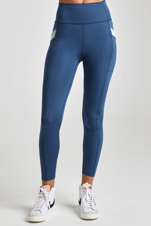 Shop Losano High Rise Criss Cross Pocket Legging In Midnight/seamist