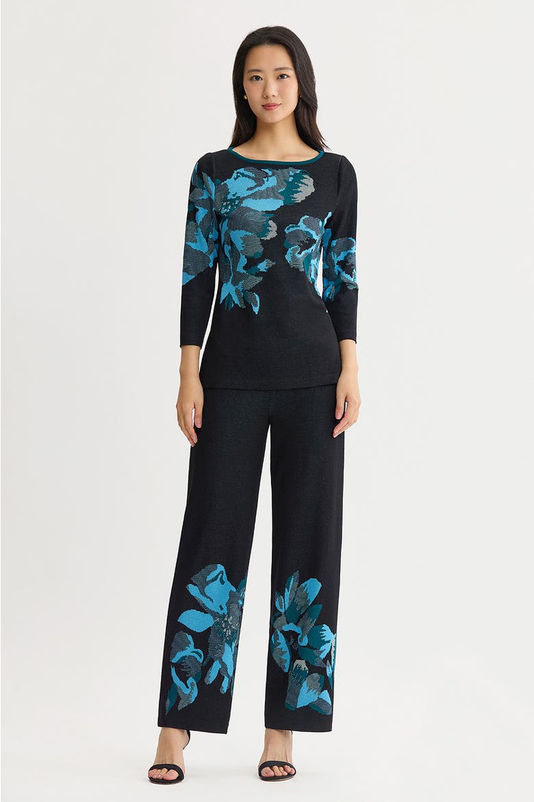 Floral Jacquard Knit Tunic, Alternate, color, Deep Teal