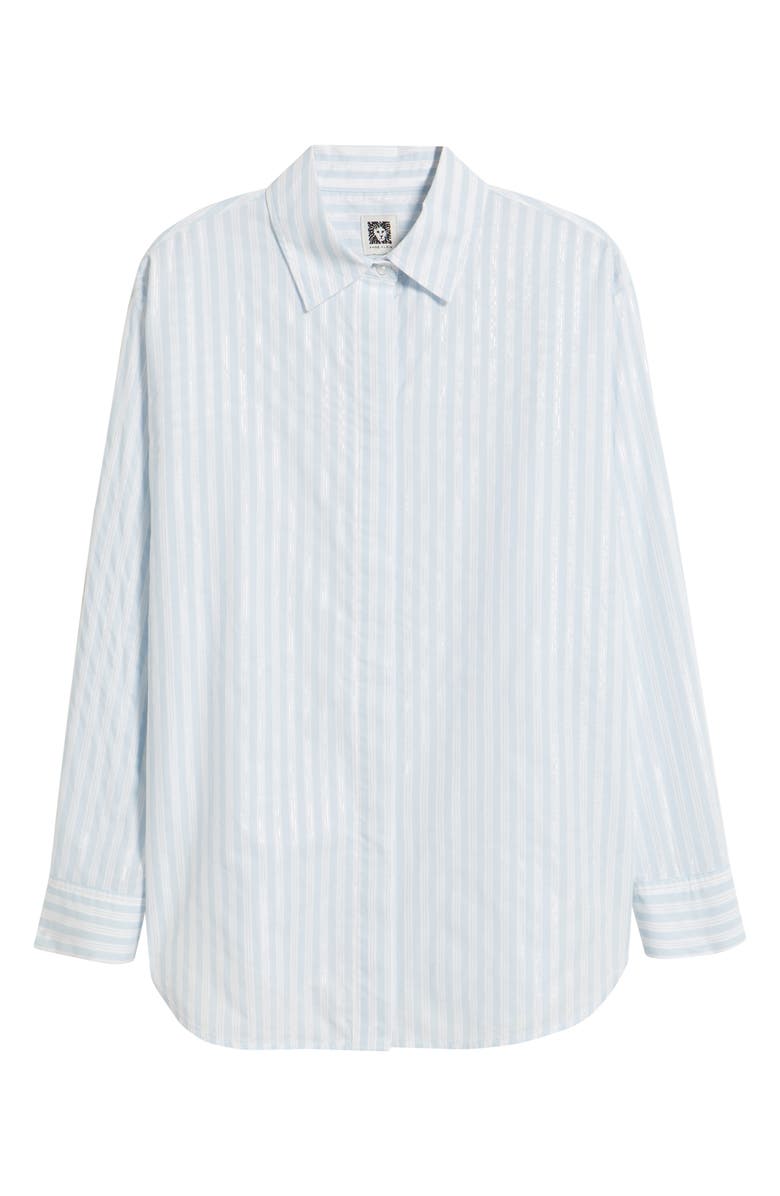 Anne Klein Stripe Woven Shirt, Alternate, color, Opal Blue Multi