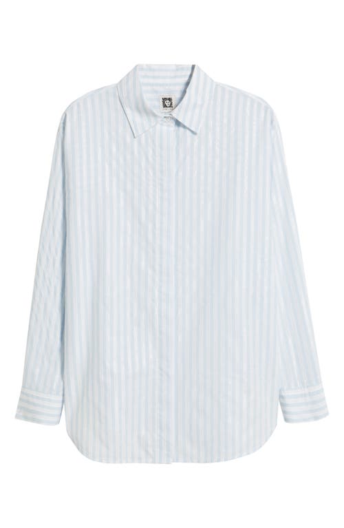 Anne Klein Stripe Woven Shirt In Blue