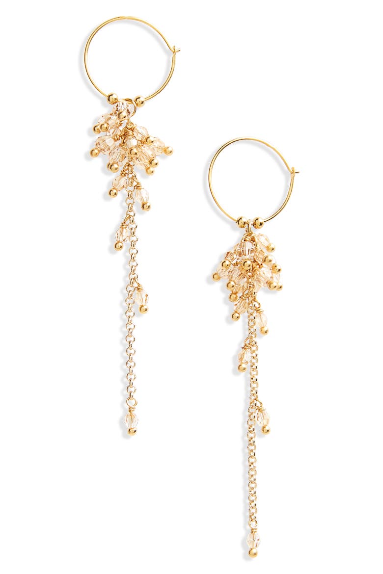 Crystal Cluster Hoop Earrings, Main, color, GOLDEN SHADOW