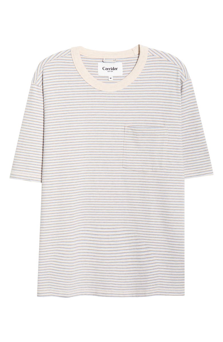 Corridor Mélange Stripe Cotton Pocket T-Shirt, Alternate, color, Light Blue