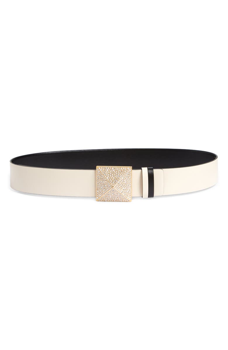 Valentino Garavani Crystal Embellished Rockstud Buckle Reversible Leather Belt, Alternate, color, 