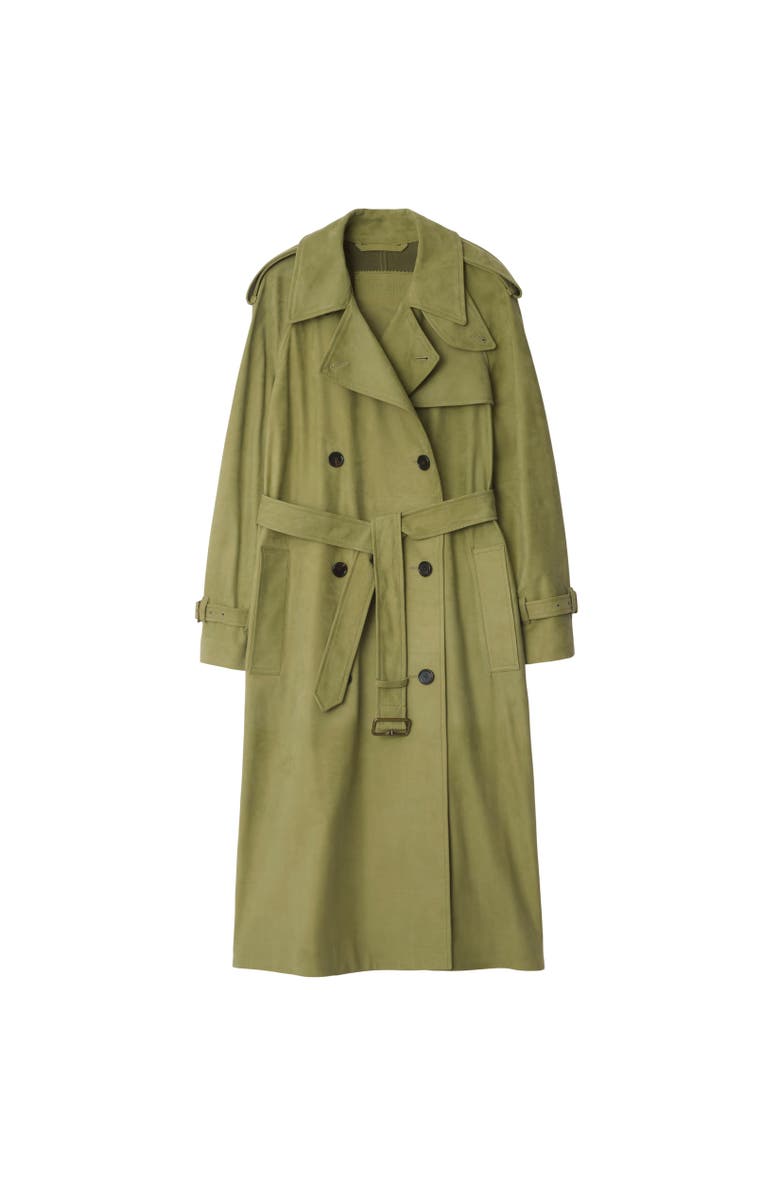 Burberry Long Nubuck Castleford Trench Coat, Alternate, color, Wreath
