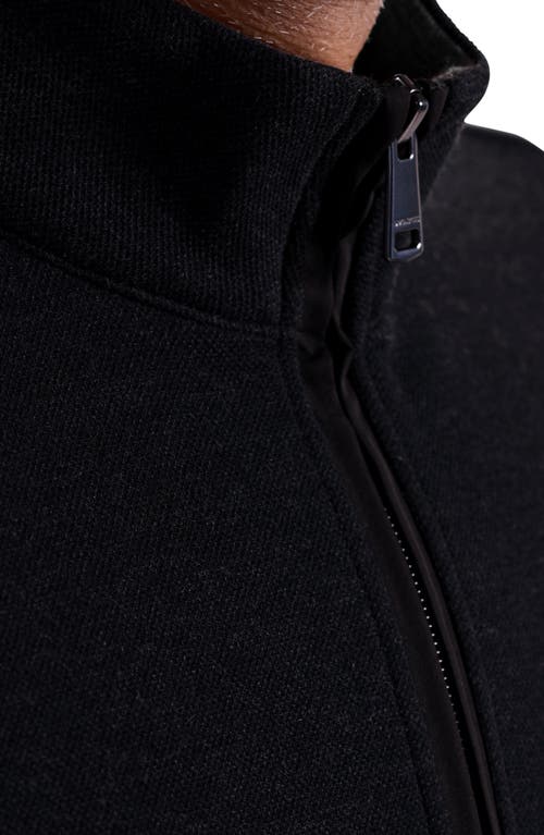 Bugatchi Heathered Quarter Zip Pullover In Black