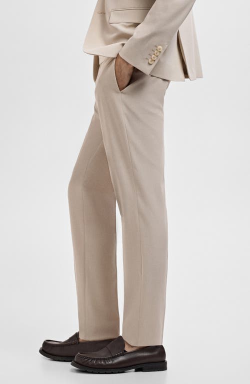 Mango Slim Fit Flat Front Pants In Neutral