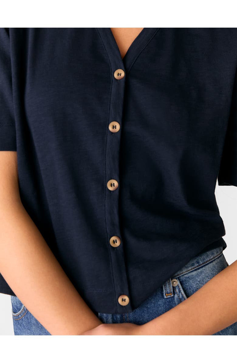 22454328 Ella V-Neck Button Through Top, Alternate, color, Navy