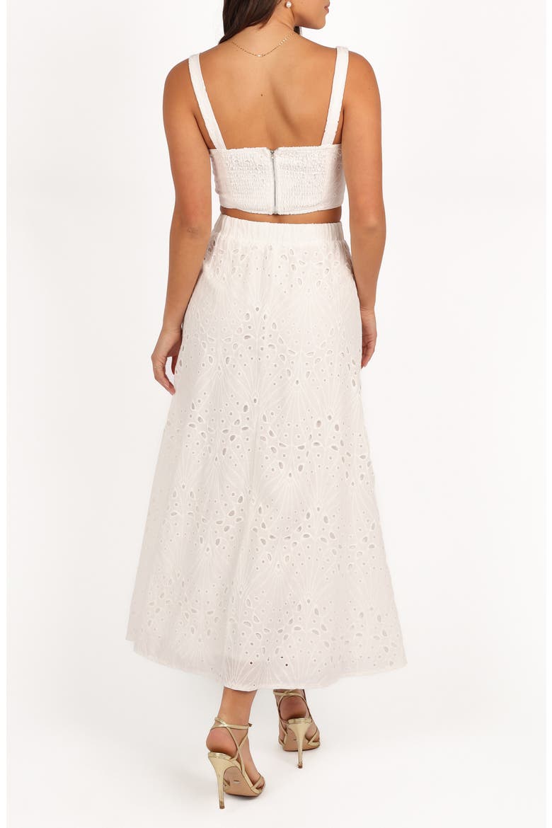 Camellia Cotton Eyelet Crop Top & Maxi Skirt Set, Alternate, color, WHITE